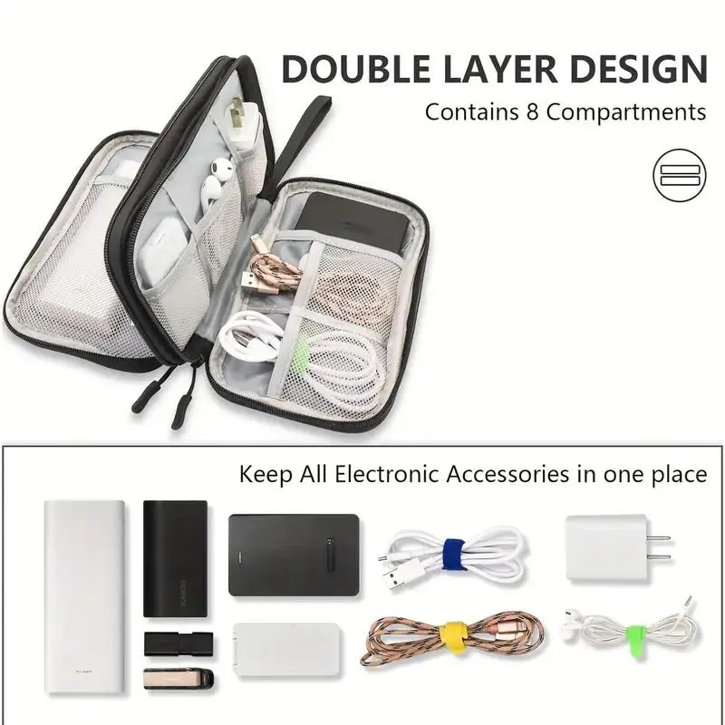 Multi-grid Travel Storage Bag, 1 Count Waterproof Electronic Product & Accessories Storage Bag, Durable Storage Organizer for Travel Office 3
