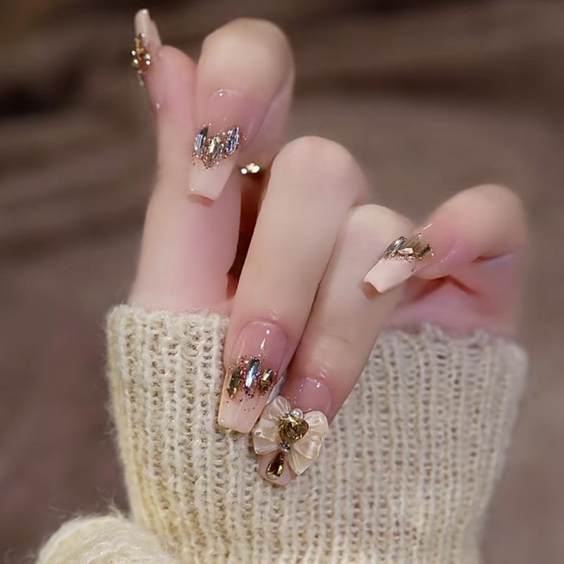 Product Introduction of Red Book Popular Wearing Nail Medium and Long Milk White French 9K Glass Diamond Nail Art Finished Nail Sticker Nail Art Hot Selling Multi-choice Nail Art nail  sticker 14