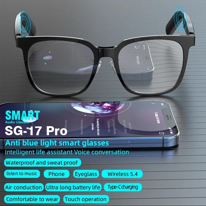 SG-17 Pro 2025 New Bluetooth Smart Glasses Anti-Blue Light Sunglass Music Player Voice Assistant Outdoor Sports Smart Sunglasses