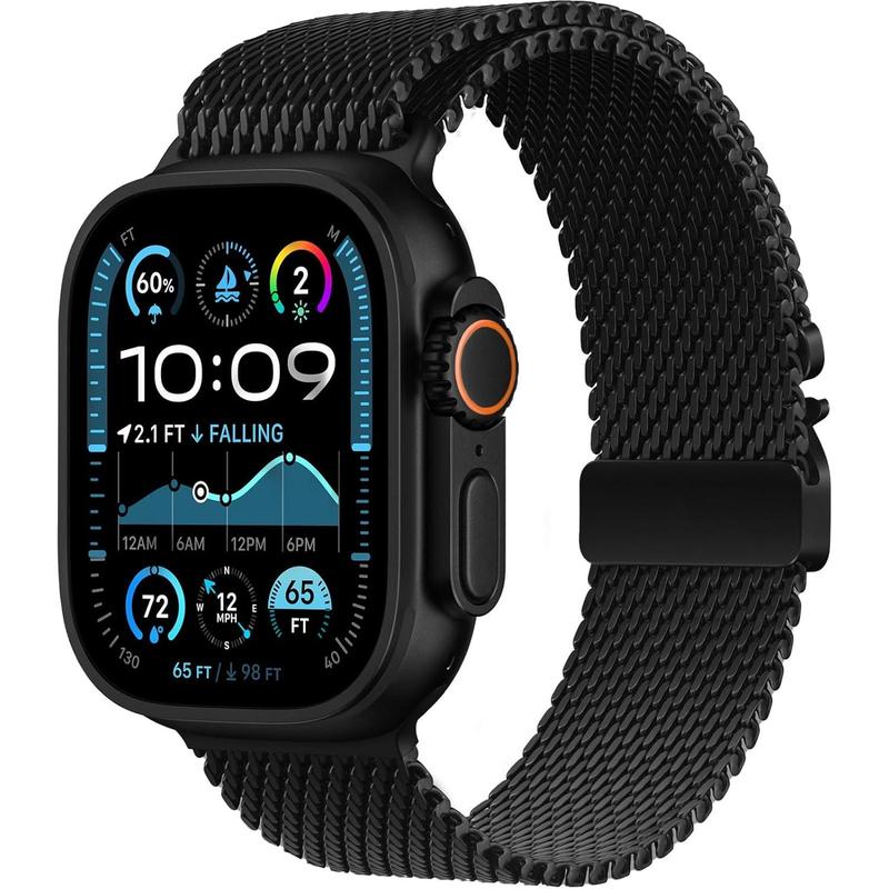 TikTok Shop Milanese Loop Band Compatible with Apple Watch Bands Ultra 2 Ultra 49mm 46mm 45mm 44mm 42mm for Men Women Parachute style Buckle Mesh Bracelet Strap for iWatch Series 10 9 SE 8 7 6 5 4 3 2