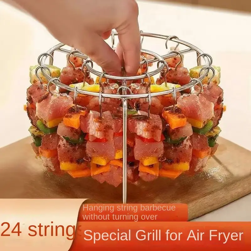 Giá Nướng BBQ Dọc, Bộ 25 Món, Chất Liệu Thép Không Gỉ, Thích Hợp Cho Nồi Chiên Không Dầu, Giá Nướng, Lý Tưởng Để Nướng