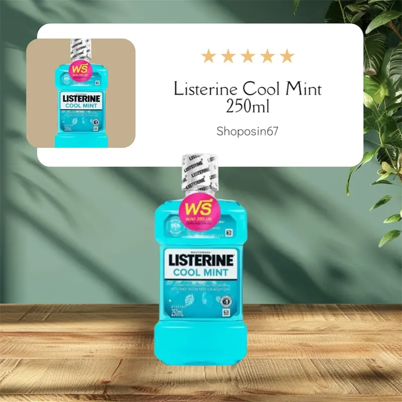 Combo 3 Chai Nước Súc Miệng Listerine Cool Mint 250ml Thái Lan - Tiêu diệt vi khuẩn, làm sạch răng 1