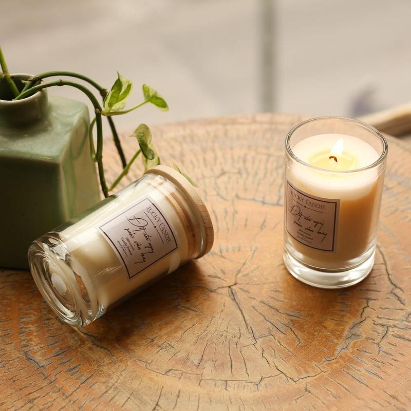 Nến thơm may mắn Luckycandle size nhỏ 120g, cao cấp, không khói, an toàn 100% sáp tự nhiên