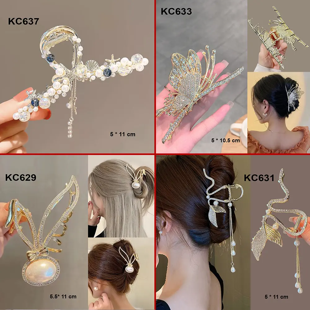 GOTI Phụ Kiện Tóc Kẹp Tóc Kim Loại Hàn Quốc Cỡ Lớn Hottrend Kẹp Càng Cua Cute Hình Bó Hoa Nơ Xinh Xắn Dành Cho Nữ KC637
