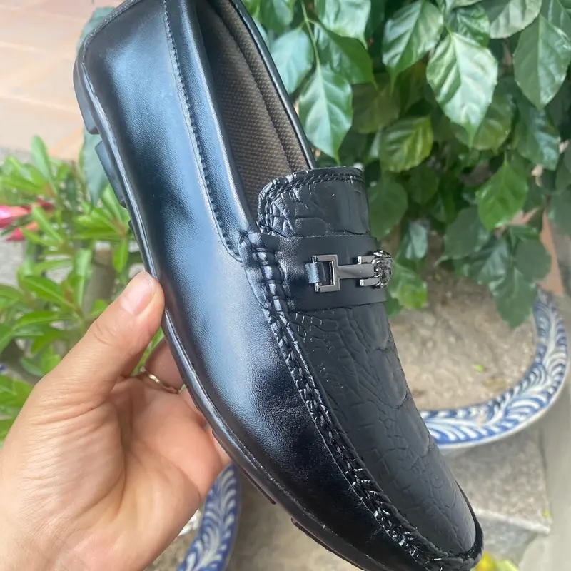 Giày mọi nam. Cao 3p được dập vân cá sấu Đế Bằng Shoes Loafer 5