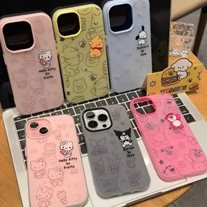2 In 1 Macaron Color Casing untuk Realme Note 70T 70 C75X C71 C73 Note 60 Note 50 C65 C65S C67 C63 C61 C53 C55 C51 C35 Realme10 14 C33 C31 C30S C15 C12 C25 C21Y C11 5i 6i C3 Cartoon Pattern2-in-1 Jelly Phone Case