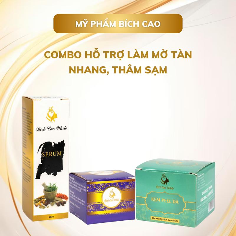 Combo 1 Serum+1 Kem Peel+ 1 Kem Dưỡng Da Bích Cao White Hỗ Trợ Làm Mờ Thâm Sạm & Mờ Tàn Nhang - Skincare Làm Đẹp Da
