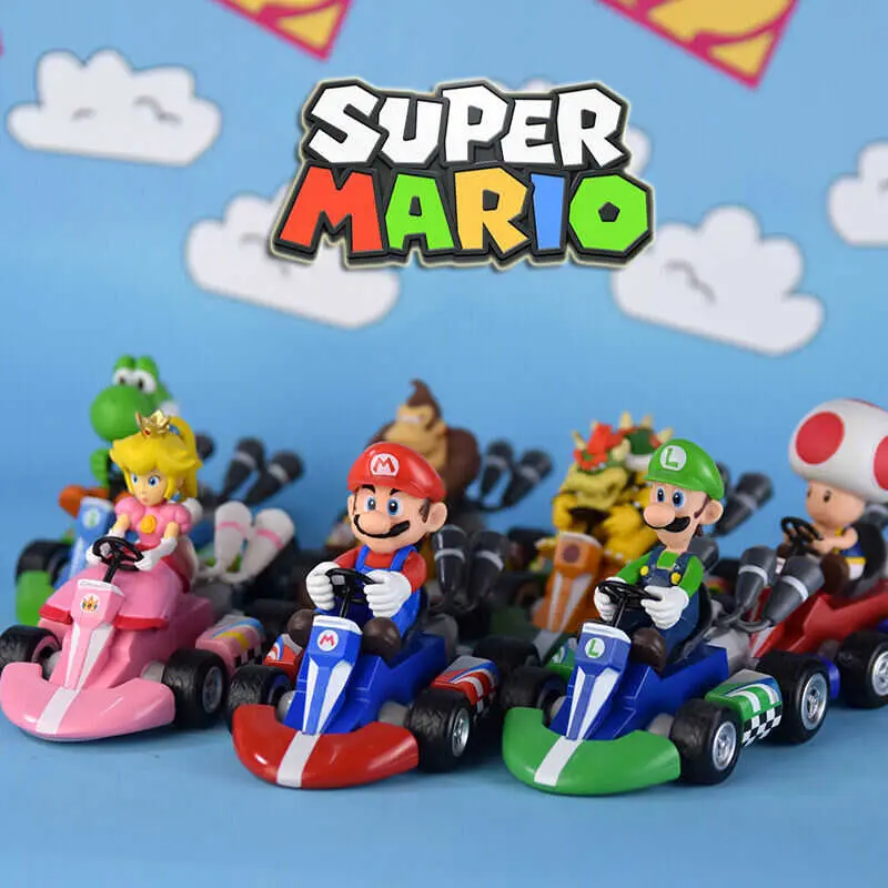 Xe Đua Kéo Lùi Xe Cẩu Động Cơ Bốn Bánh, Super Mario, 12cm, Đồ Chơi Mô Hình 7 Kiểu 0