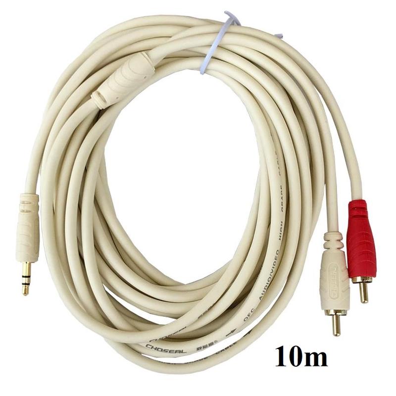 Dây loa 3.5mm to 2 AV RCA 2 hoa sen - Cáp AV hoa sen 2 đầu RCA dài 1.8m - 10m HJD Phụ Kiện