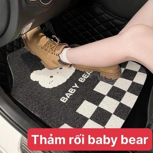 (TLS04) Thảm Lót Sàn Ô Tô Gấu Baby Bear Siêu Dễ Thương - Thảm Rối Lót Sàn Loại Dày Đế Nhựa Dẻo Có Gai Chống Trơn Trượt Cao Su