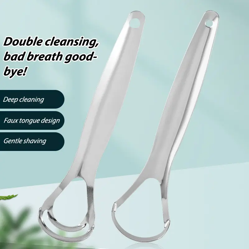 Stainless Steel Tongue Scraper Double Layer Large Opening Tongue Coating Cleaner Tongue Coating Brush Oral Tongue Cleaner Tool