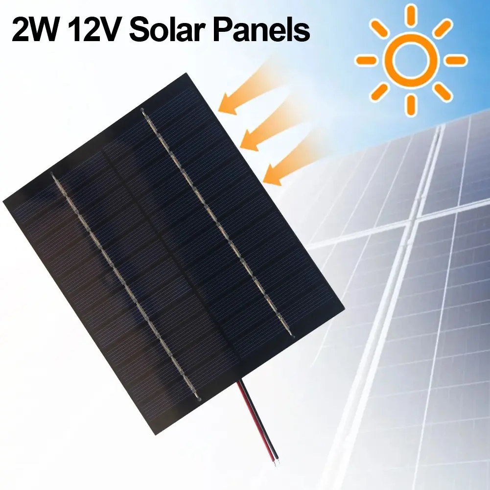 12V 2W Polycrystalline Solar Panel with Cable Outdoor Charging DIY Solar Power