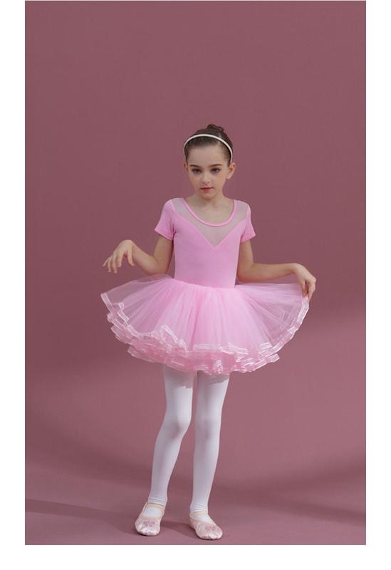 Product Introduction of KID'S cherry powder dancing dress girls short sleeve cotton one-piece tutu + pink skirt 12