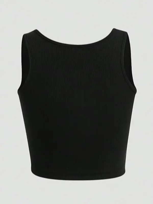 Women's Star & Moon Galaxy Print Ribbed Crop Tank Top, Casual Fashion Scoop Neck Sleeveless Top for Summer, Women's Top for Daily Wear 1