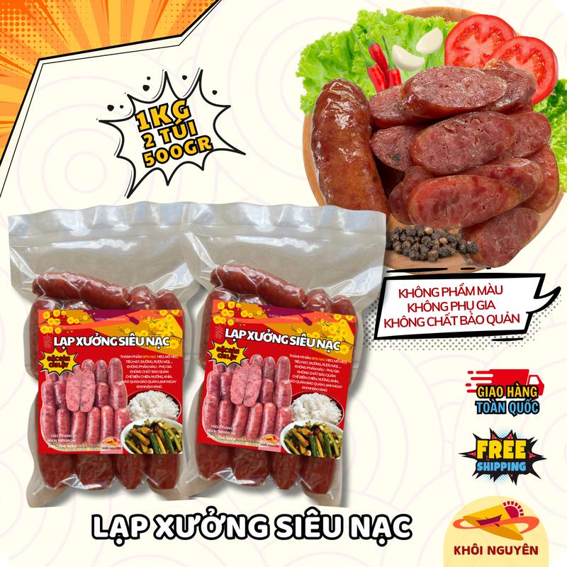  Lạp xưởng Cai Lậy thượng hạng siêu nạc 1kg 90% nạc  2 túi 500gr  - Khôi Nguyên Food 
