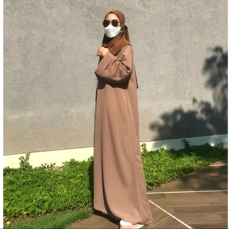 Gamis abaya hitam polos bahan #CRINGKLE AIRFLOW# Muslim Wanita Dewasa Syari Arab Umroh Maxi Remaja Dress Crinkle Lebaran Mewah Casual Silver Simple exclusive 2