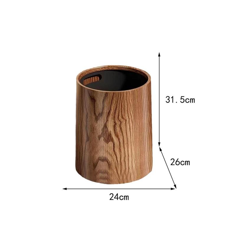 Product Introduction of Wood Grain Trash Can without Lid Rubbish Bin for Bedroom Entryway Toilet 0