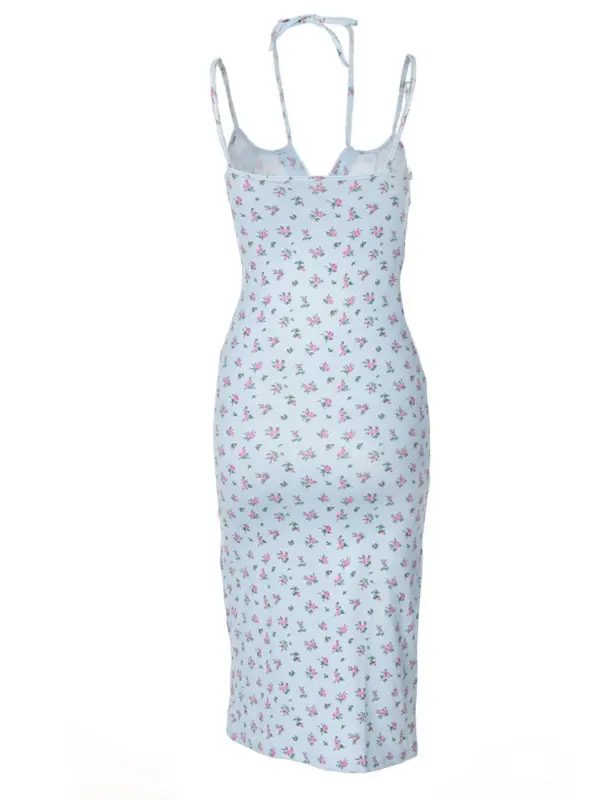 Floral split leg cami dress, sundress floor-length dress, wedding guest dress, wedding dress, wedding dress, sundress 2025 summer dress for women comfort   Womenswear Piece Bohemian Fitted Yellow 6