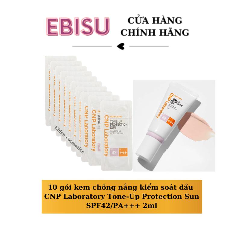 10 gói kem chống nắng kiểm soát dầu CNP Laboratory Tone-Up Protection Sun SPF42/PA+++ 2ml_EBISU 0
