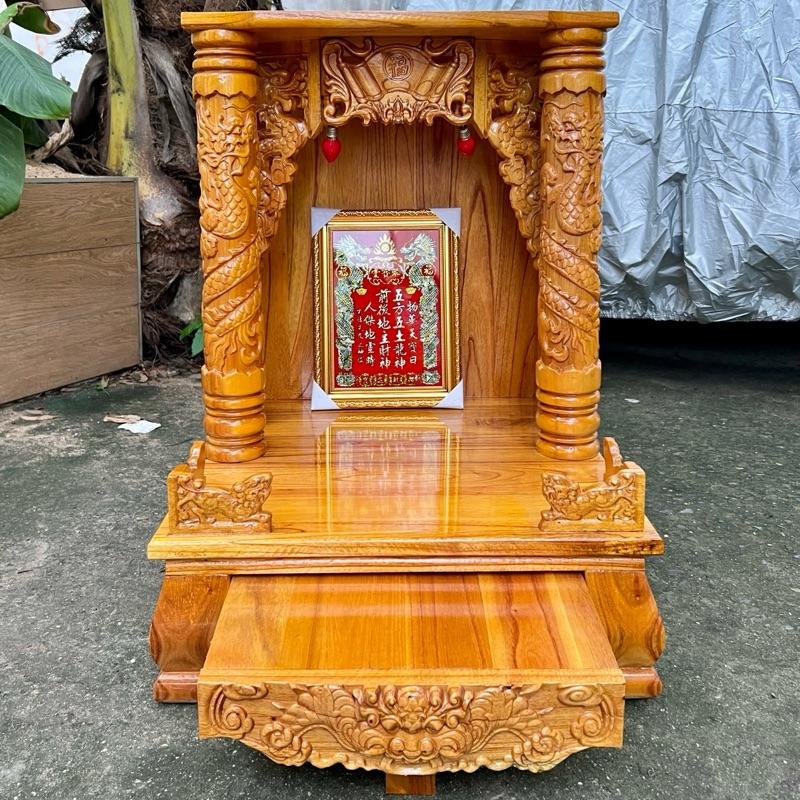 GỖ DÀY_BÁN CHẠY NHẤT Bàn thờ thần tài tủ thờ ông thổ địa gỗ xoan đào cột rồng màu vàng đảm bảo hàng đã qua kiểm tra ngang 48cm đẹp giá rẻ Decor Decor Phòng Trang Trí Nhà Tranh