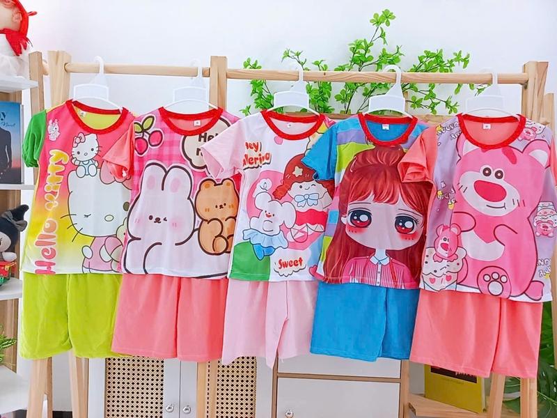 Product Introduction of Combo 10 Bộ Quần Áo Vải Thun In 3D Đủ Hình Cho Bé Gái Đủ Size 13-22kg 3