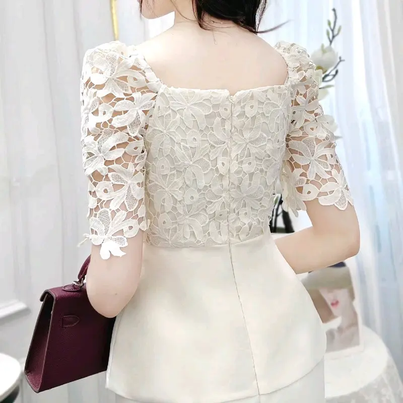 V5317 Đầm Ren Thiết Kế Đính Tag Đá Sang Trọng Mặc Đi Tiệc Đi Làm DVC 3