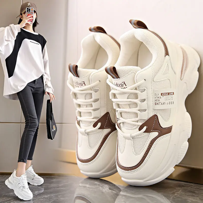 High-Rise Dad Shoes 2024 Summer New Women's Summer Thick Bottom All-Matching Ins Sneaker Casual Women's Shoes Sports