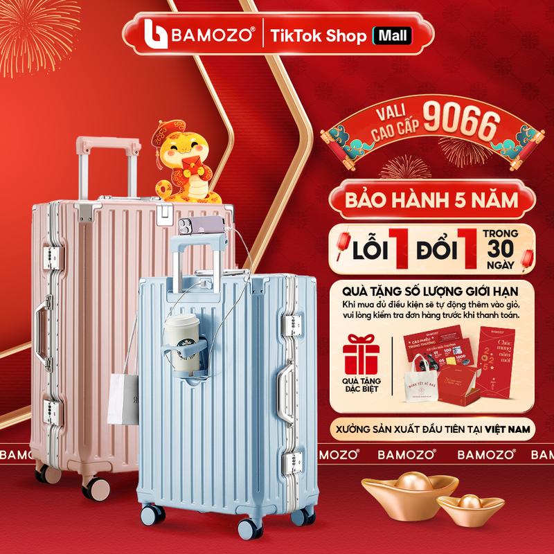 P1 Vali Bamozo Khung Nhôm 9066 Size 20 24 Nguyên Khối Khóa Bảo Mật An Toàn - Phù Hợp Đi Du Lịch - Ký Gửi - Xách Tay