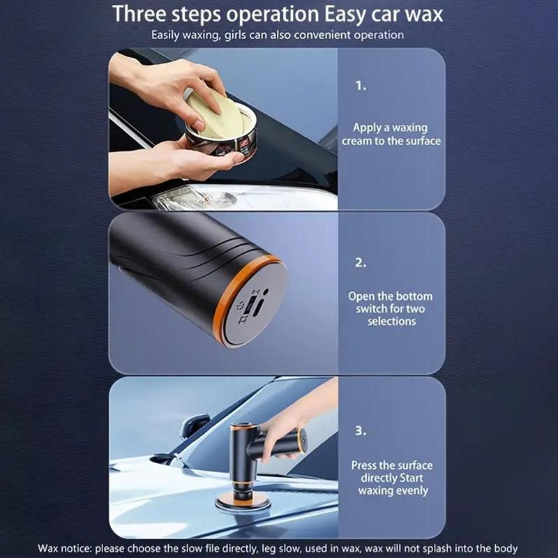 Portable Car Polisher, Rechargeable Handheld Cordless Car Polishing Machine, Car Detailing Tool for Easily Waxing and Polishing 7
