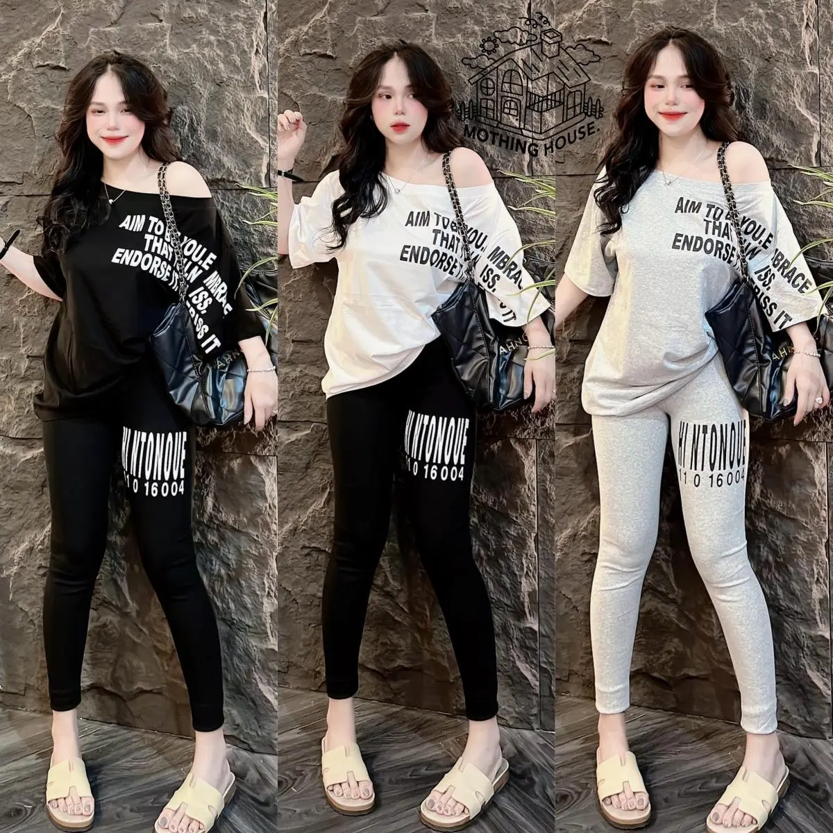 2-Piece Fashion Set Short Sleeve T-Shirt + Wide Leg Pants Women Summer Casual T-shirt Pants New Asymmetrical Shoulder Print Loose Off-Shoulder Short Sleeve T-Shirt & Long Pants set