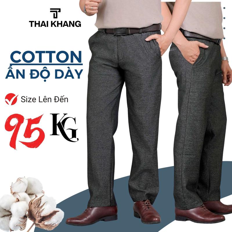 Quần Tây Dài Nam Trung Niên Vải Dày Mềm Mát Size 50-85kg QUAN02 Menswear Cotton Denim Pants Có Túi Nhung
