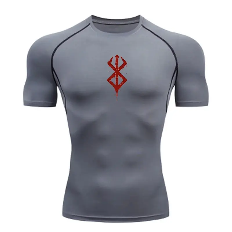 Summer Sports Tops Quick Dry Men's Compression Shirt Short Sleeve Second Skin Gym Workout Short Fitness Running T-Shirt Men Wear 2