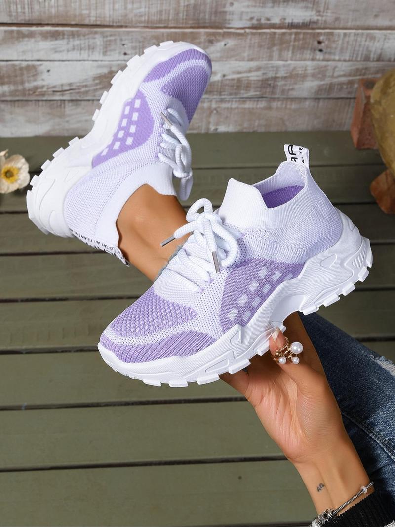 Product Introduction of Women's Fashionable Lace Up Low Top Sneakers, Casual Breathable Comfortable Sports Running Shoes, All-match Round Toe Shoes for Daily Wear 12