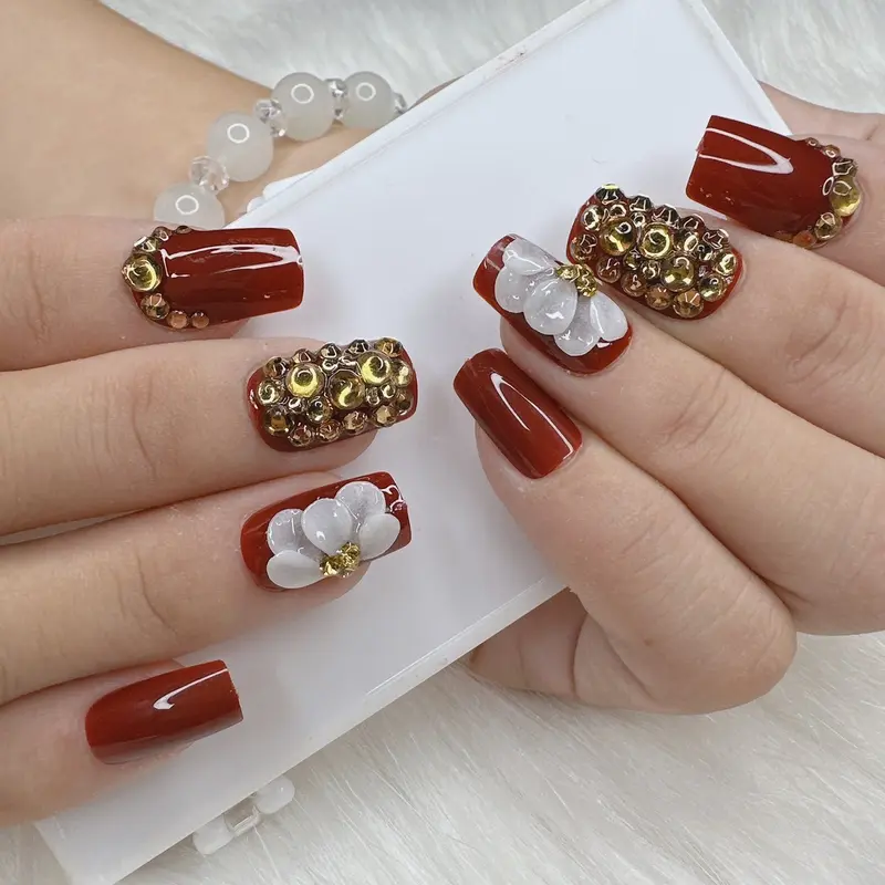 [Mã T] Tổng Hợp Mẫu Nail Box 24 Nail Có Kèm Keo Làm nail Nữ Women 4