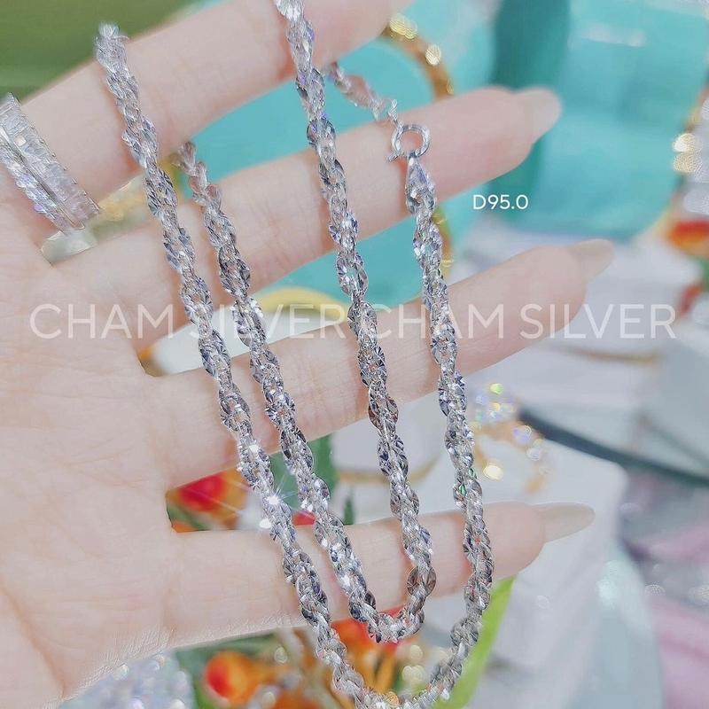 Dây Chuyền Titan Trắng Xoắn Mai 8D Nữ-Đeo đời đời ko phai ko đen