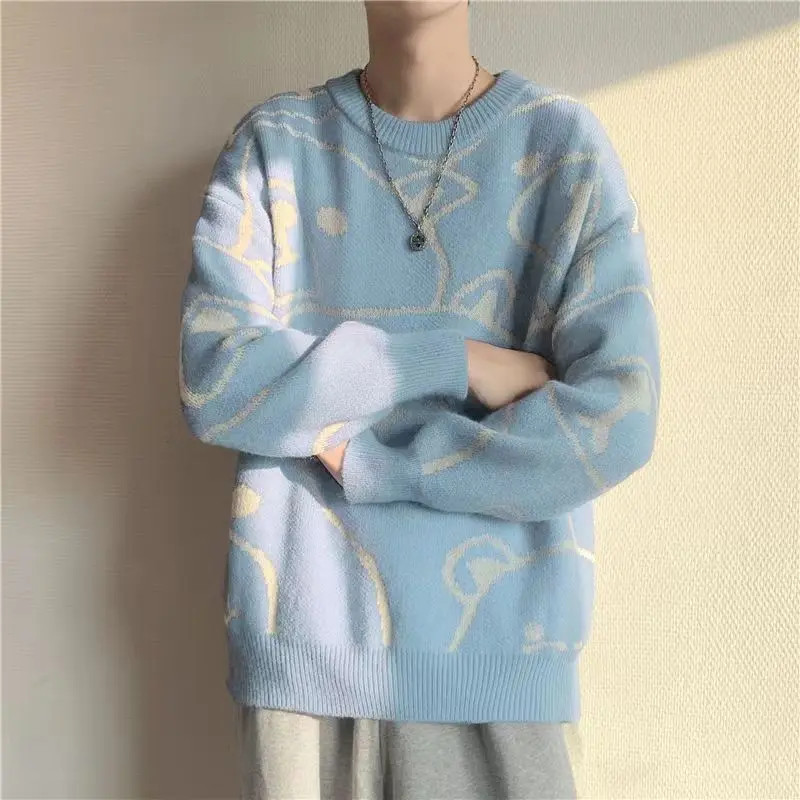 Áo Len Nam, Cổ Tròn, Đồ Len Dày, Phong Cách Hàn Quốc, Hợp Xu hướng, Ins Dáng Rộng, Áo Khoác Dễ Phối Đồ Thích Hợp Cho Mùa Thu Và Mùa Đông, Thích Hợp Cho Học Sinh 2