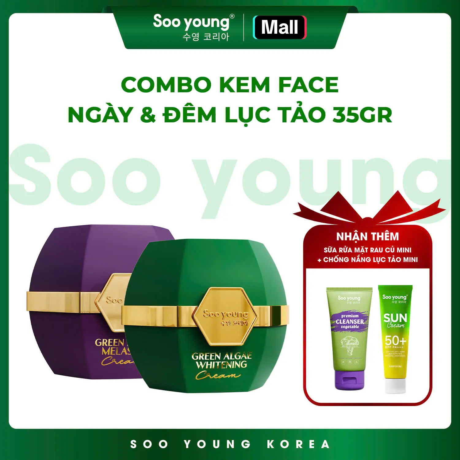 KEM FACE NGÀY & ĐÊM LỤC TẢO - thương hiệu SOOYOUNG 35gr