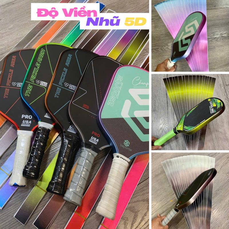 Dán viền vợt Pickleball màu Nhũ 5D phản quang 16mm 14mm chất liệu dày dặn siêu đẹp bảo vệ tối ưu 999