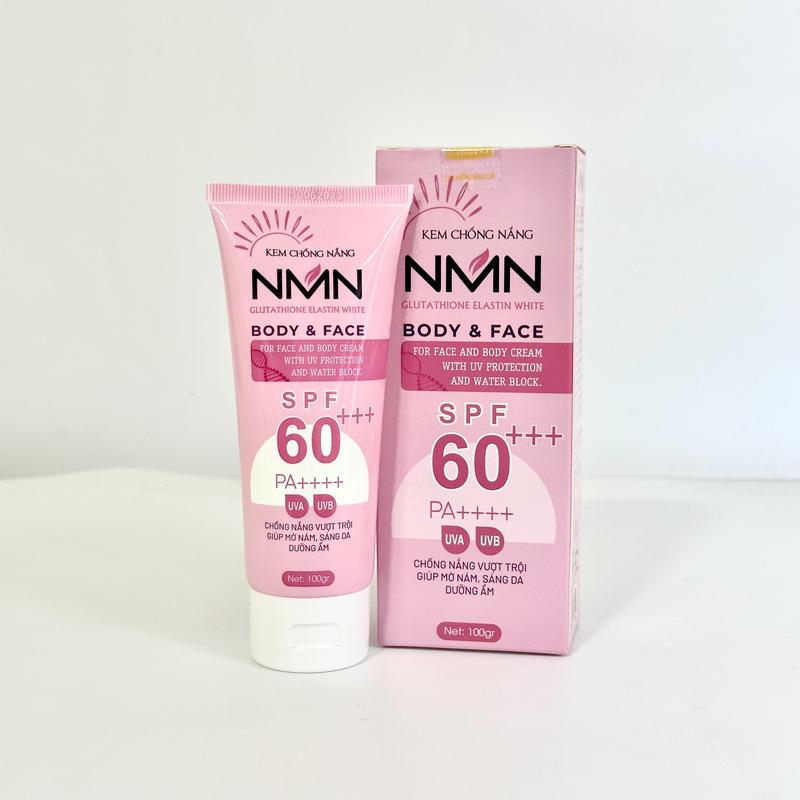 Kem chống nắng Nữ NMN 100 gr Glutathione elastin white body & face PA++++ SPF 60+++ Whitening Dưỡng Body