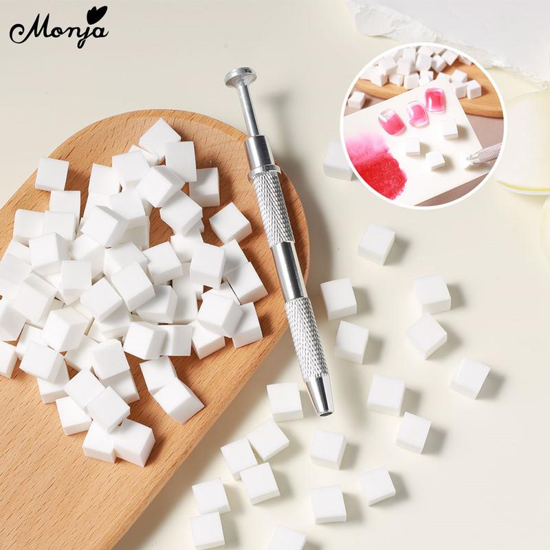Khối Móng Tay Nghệ Thuật, Monja, 100 Chiếc + 1 Chiếc, Bọt Biển Gradient Sơn Móng Tay, Tem Tô Màu, Bút Kẹp, Đầu Móng Tay, Cọ Vẽ Móng Tay, Dụng Cụ Làm Móng