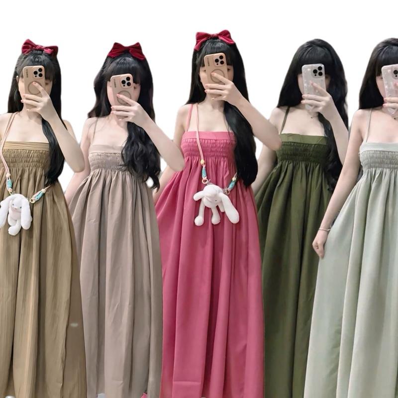 Trân Bé Bé- Đầm Maxi 2Dây Đáng Dài Đũi Xốp Hoạt Hình Nữ neary  maxi