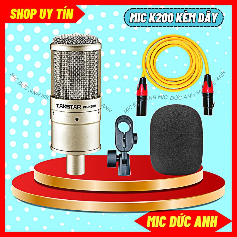 Mic Thu Âm PC K200 Kim Loại Màu Bạc Kem Tặng Kèm Dây XLR Chuyên Dụng Cho Sound Card, Mixer Sử Dụng Nguồn 48V