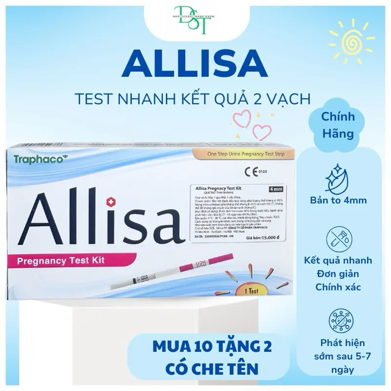 (Chính Hãng Loại 1) Que Thử Thal nhanh Alisa - Lên v.ạch sớm sau 5-7 ngày - Có che tên