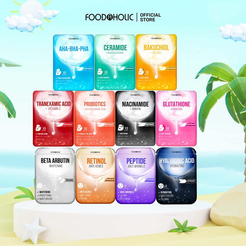 LIVE - Combo 10 Mặt Nạ Foodaholic Hỗ Trợ Cấp Ẩm Hỗ Trợ Dưỡng Trắng Da Foodaholic 23ml miếng x 10