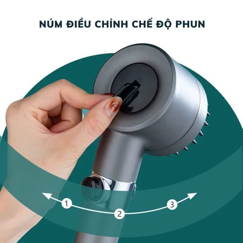 Vòi Hoa Sen, Vòi Nhà Tắm Tăng Áp Lực Nước Chất Liệu Mạ Inox Chống Gỉ Tay Cầm Đen Nhám 4 Chế Độ Xả Nước Dây 1,5m 2