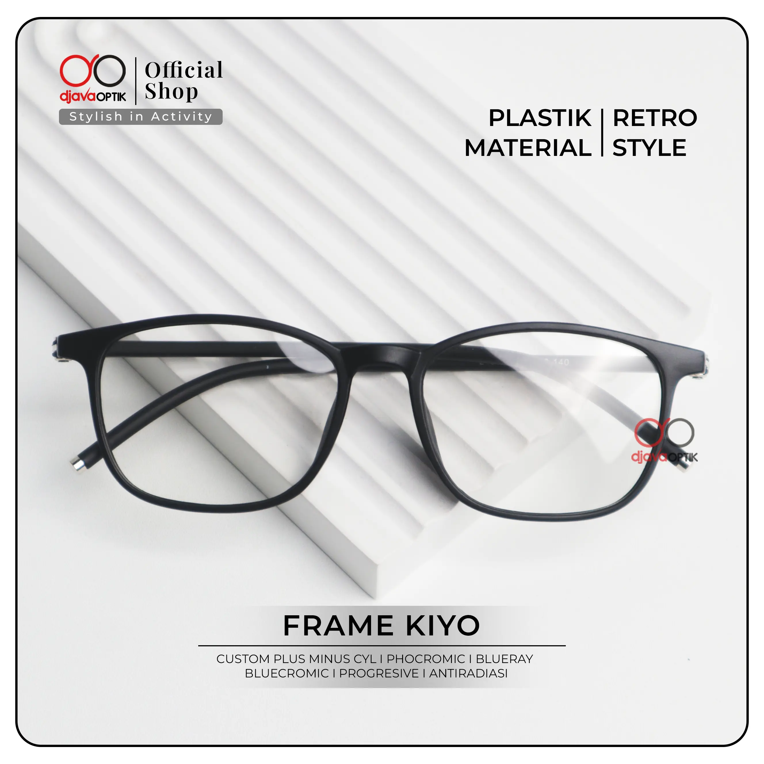 [ DJAVA OPTIK ] Kacamata Kiyo Normal s/d -4,00 Blueray Photocromic Eyewear Glasses Frame Lensa Antiradiasi Bluecromic