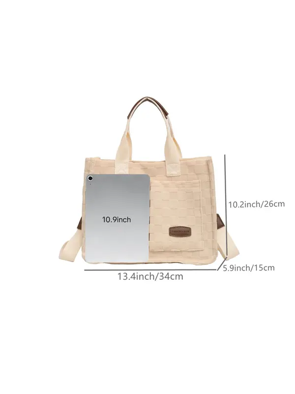 Women's Solid Color Tote Bag, 2025 New Style Fashionable Large Capacity Shoulder Bag for Daily Used, Casual Trendy Versatile High-quality Daily Commuting Bag 3