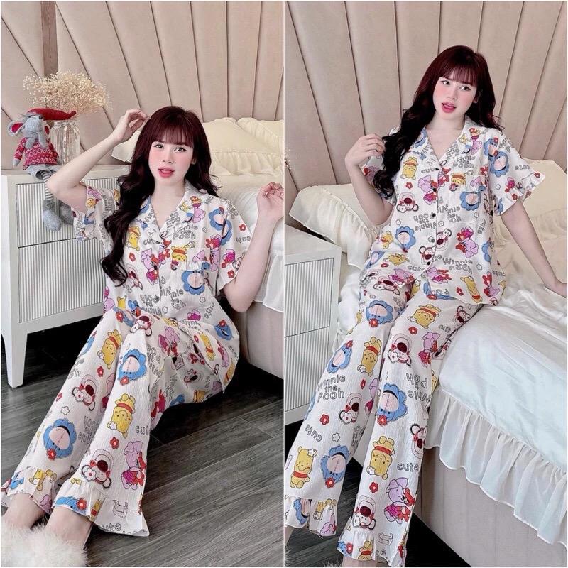 Đồ Bộ Bigsize 55-100kg Chất Đũi Xốp mềm mát hoạ tiết dễ thương cho nữ mặc nhà M4 6