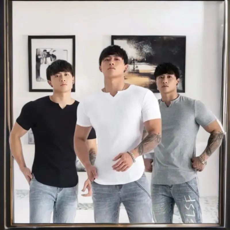 Áo Thun Gân Cổ Rộng-Form Body Vạc Bầu-Trẻ Trung Nam Tính