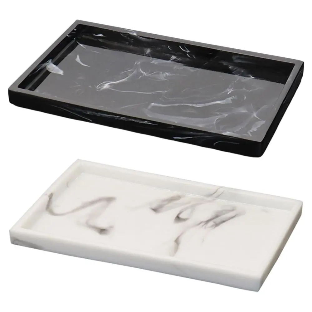 Imitation Marble Resin Handmade Bathtub Tray Countertop Dish Dispenser Rectangular for Jewelry Candles Soap Perfume Towel Home Decoration Ornaments